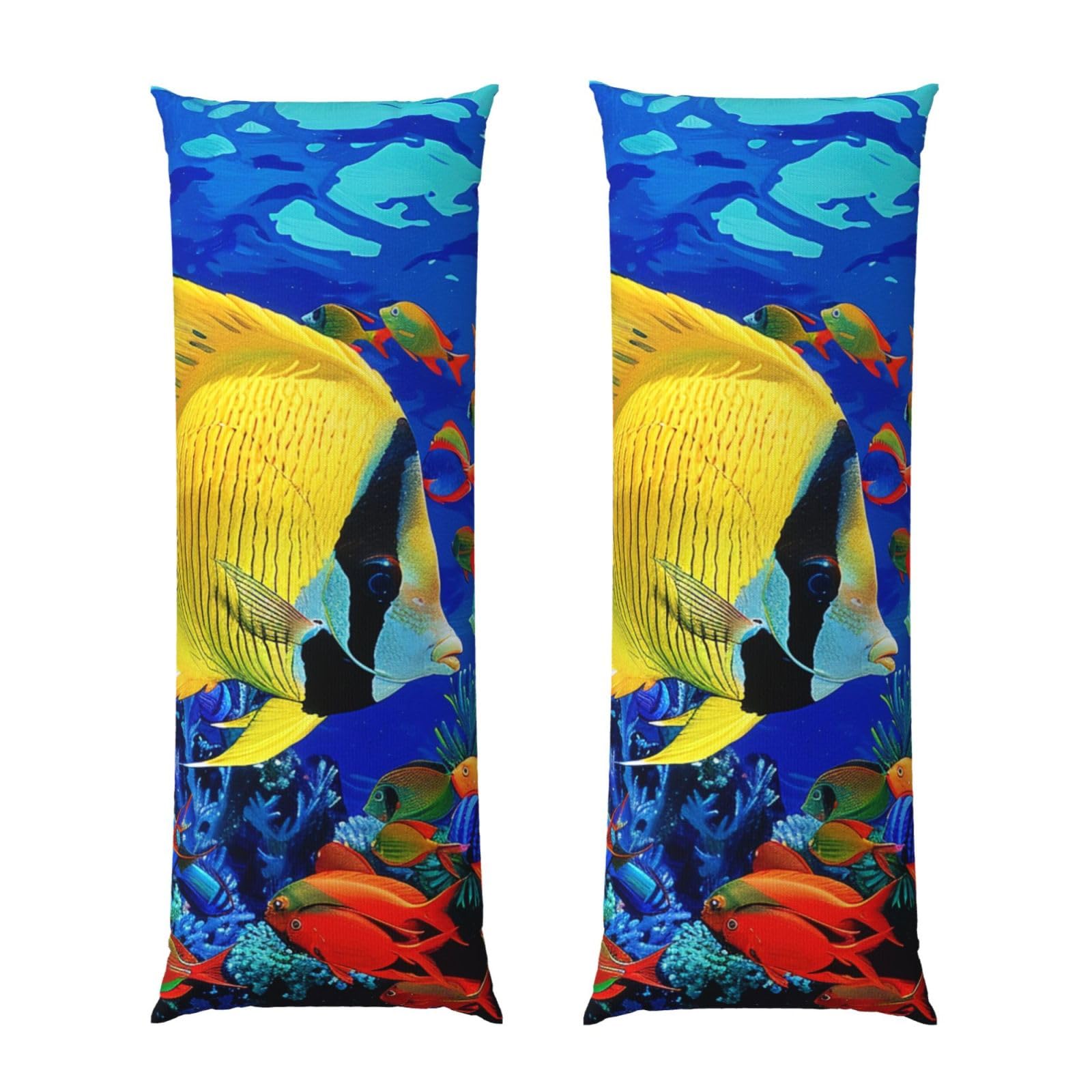 Body Pillow Cover 20x54 Inch, Tropical Sea Fish Print Long Lumbar Pillow Case with Zipper Long Body Pillowcase Decorative for Bed Sofa Bedroom