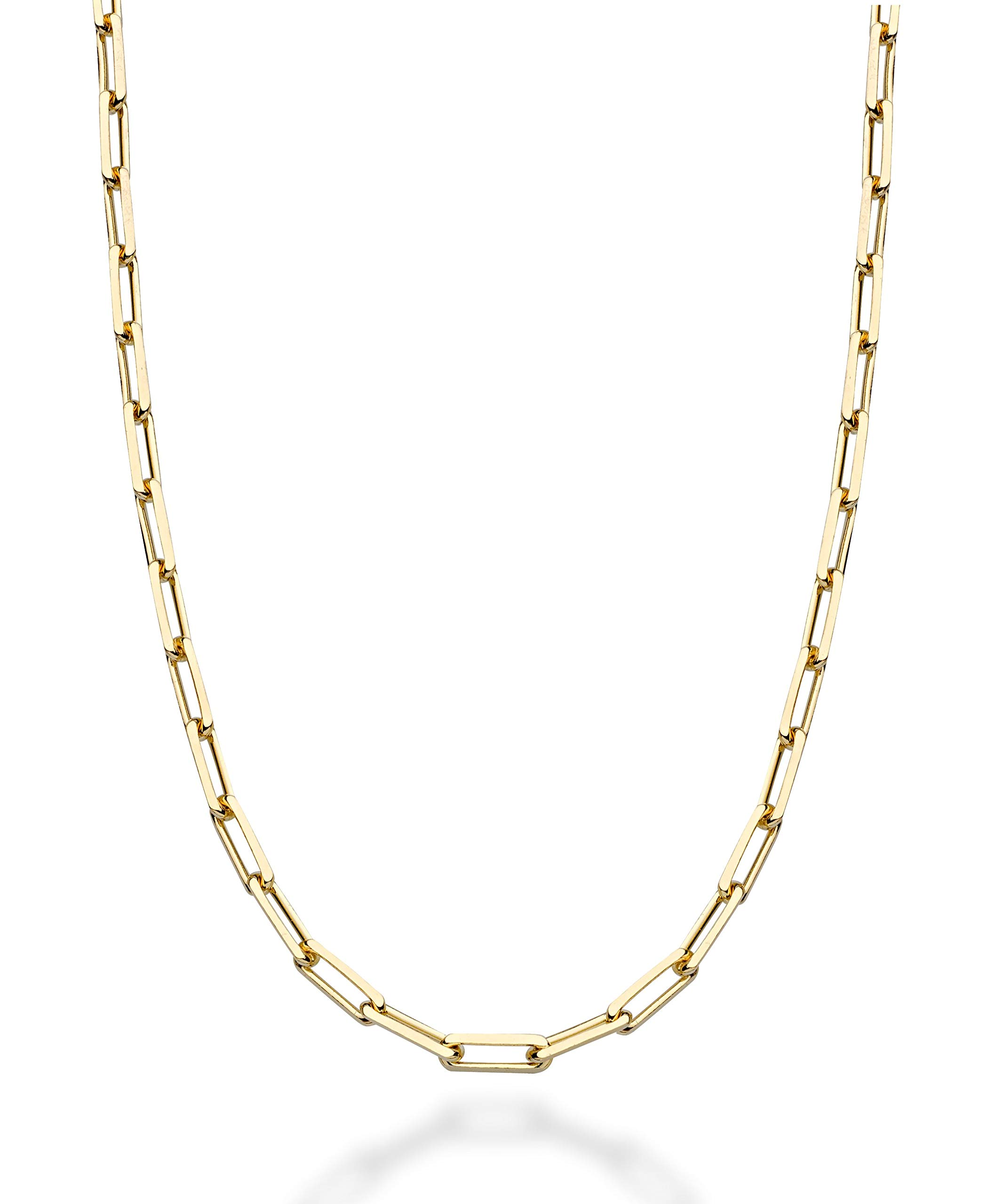 Italian Solid 18K Gold Over Sterling Silver 3mm Paperclip Link Chain Necklace for Women Men, 925 Made in Italy