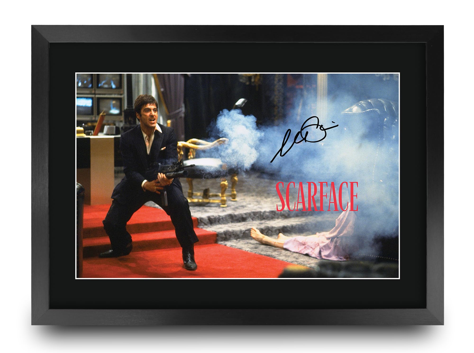 HWC Trading Scarface Scene 1 Al Pacino Gifts Printed Signed Autograph Picture for Movie Memorabilia Fans - A3 Framed