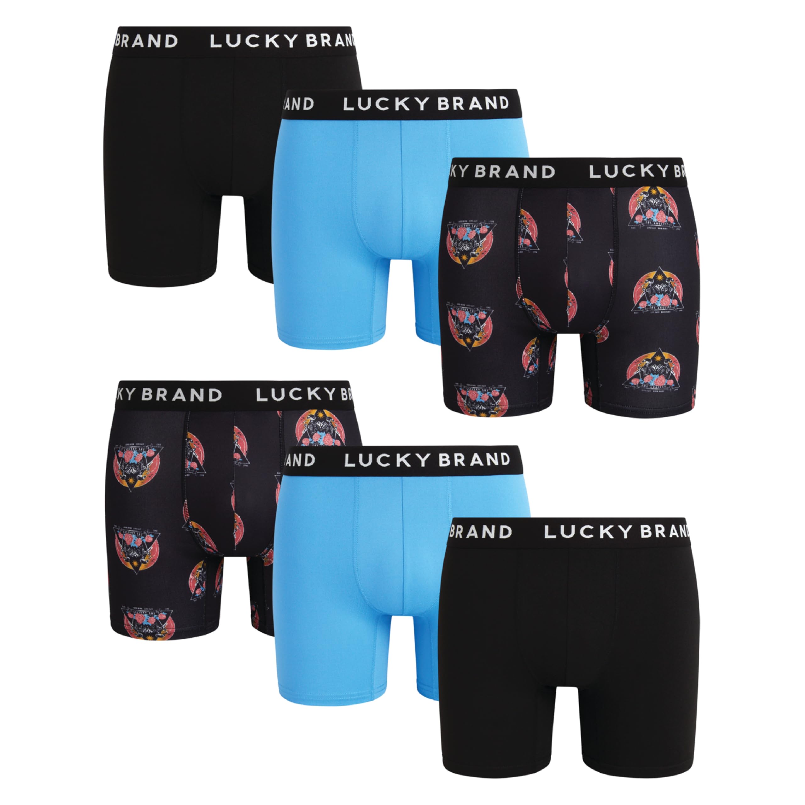 Lucky Brand Herren-Boxershorts, superweich, Stretch, Herren-Unterwäsche, Boxershorts ohne Eingriff, 6 Stück