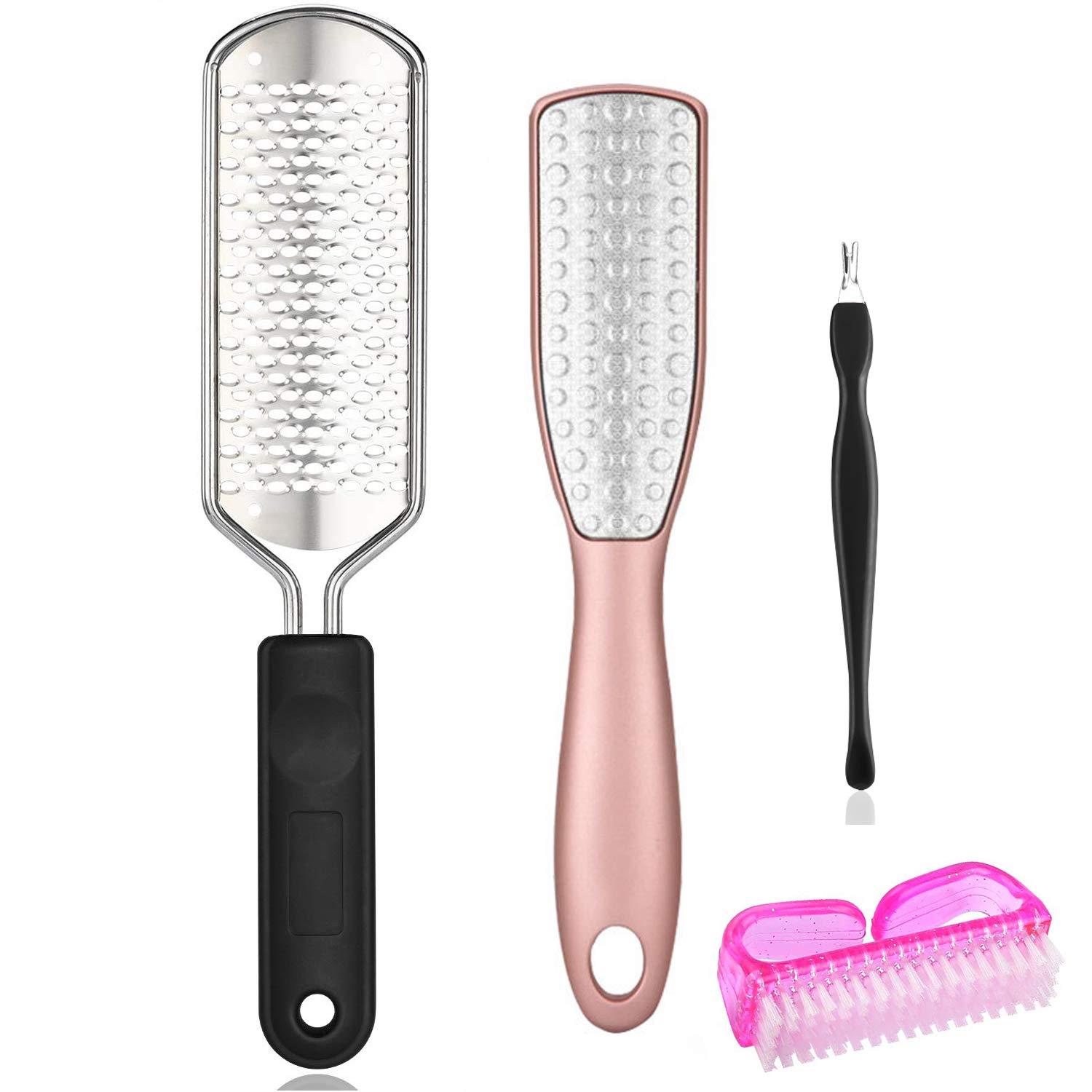 Foot File Callus Remover for Feet - Sanluba 2 PCS Professional Colossal Stainless Steel Washable Reusable Foot Scrubber Foot Rasp, Hard Skin Removers Pedicure Rasp for Wet and Dry Feet