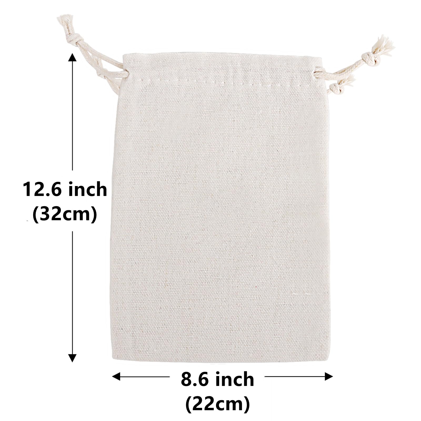 TOPTIE 25 Stück personalisierte Baumwollbeutel mit Kordelzug, Baumwoll-Musselin, Leinensäcke, Geschenkbeutel für Partys, Events