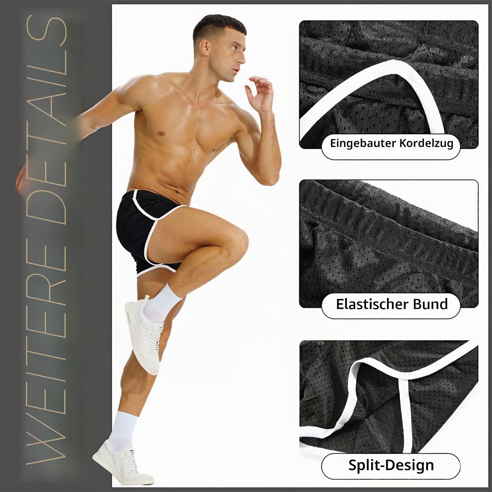 AIMPACT Sporthose Herren Kurz 3 Inch Retro Mesh Turnhose Herren Kurz Atmungsaktiv für Bodybuilding Gym Laufen Training Fitness