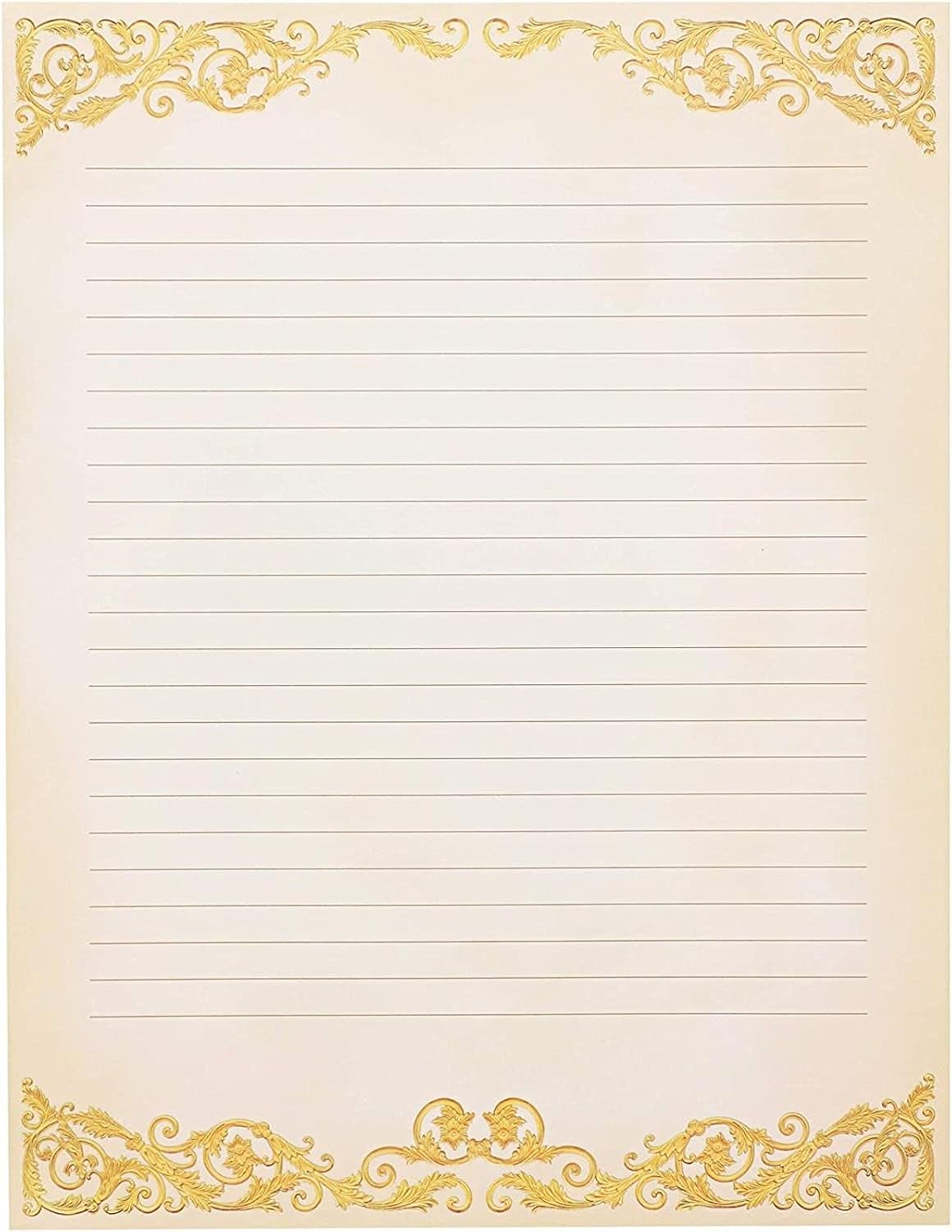 Vintage Lined Stationery Paper for Writing Letters, Ivory (8.5 x 11 In, 48 Sheets) : Office Products