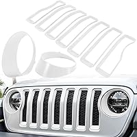 Vista 14 de Insertos de malla de parrilla frontal y cubierta de faros para Jeep Wrangler JL JLU Sport & Sport S solamente 2018-2023 Accesorios exteriores