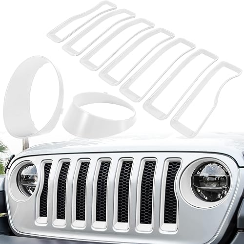 Vista 46 de Insertos de malla para rejilla delantera y cubierta de faros delanteros para Jeep Wrangler JL JLU Sport & Sport S Solo 2018-2023, accesorios Negro