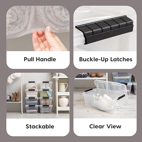Vista 71 de IRIS USA - Caja de almacenamiento de plástico de 19 cuartos de galón con tapa y pestillos – Paquete de 4 – sin BPA, solución de organización