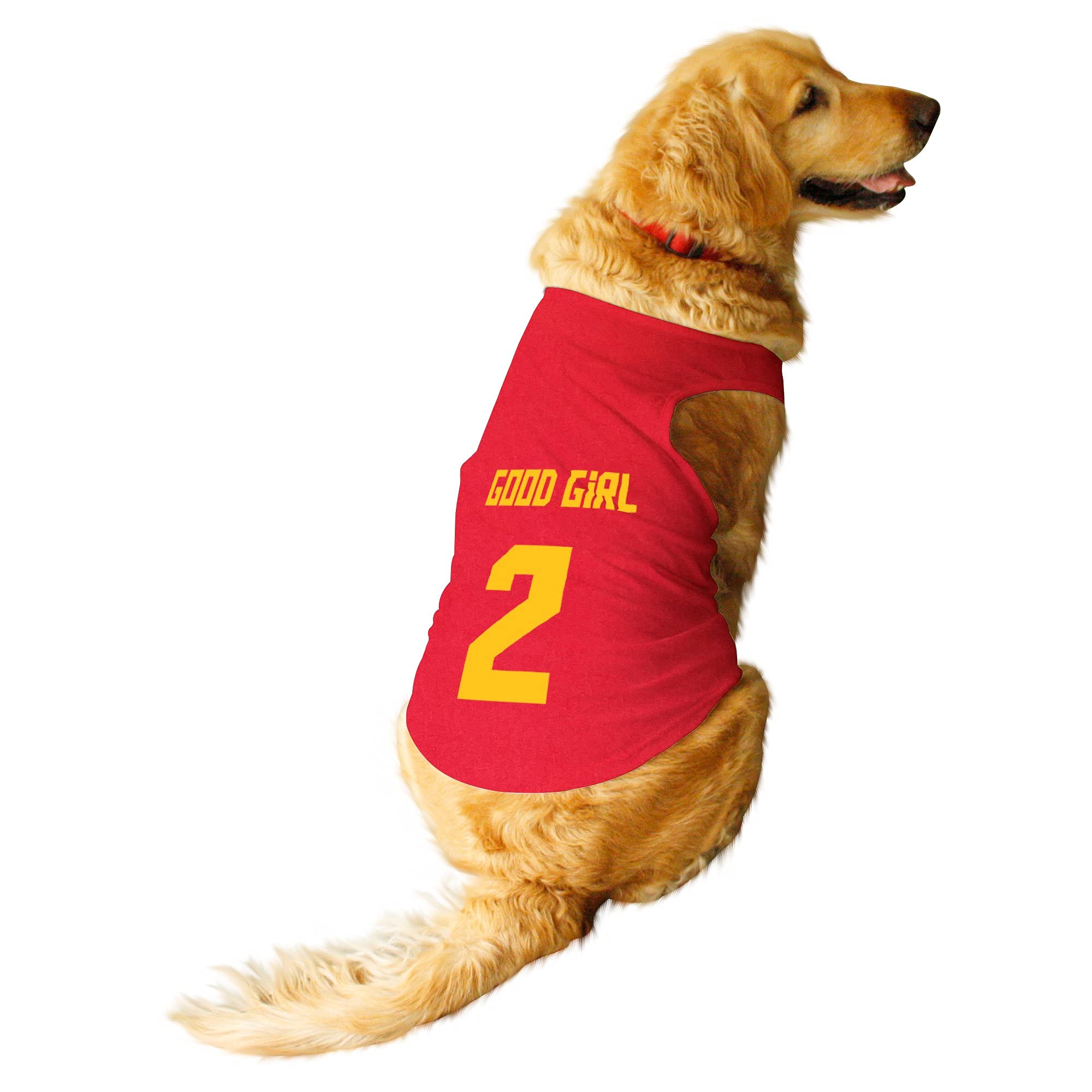 Ruse Pet Good Girl Jersey No.2 Printed Round Neck Sleeveless Dog Vest Tank T-Shirt/Tees Apparel/Clothes/Tees Gift for Dogs(Red) XX-Large (Saint Bernard, Great Dane etc.) (B09DTDWHMK) Amazon Price History, Amazon Price Tracker