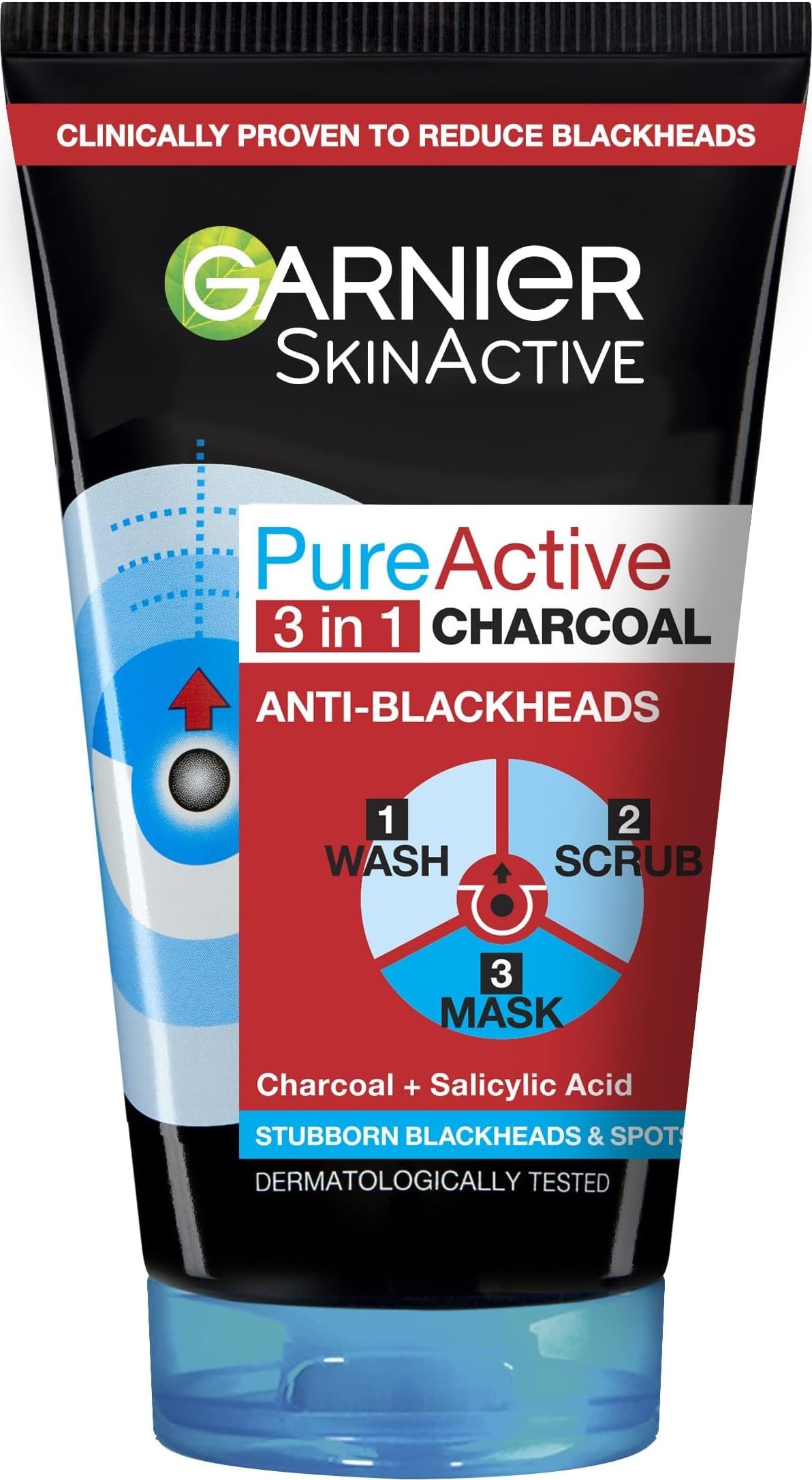 Skin Active Pure Active Intensive 3in1 Charcoal Anti-Blackhead, 150ml