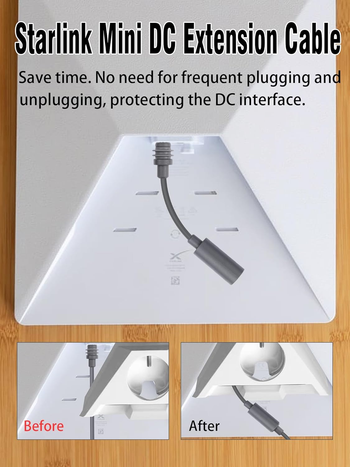 YACSEJAO Starlink Mini DC 5.5x2.1mm Power Extension Cable 0.2 M DC Male to Female Starlink Mini Waterproof Power Converter Cord