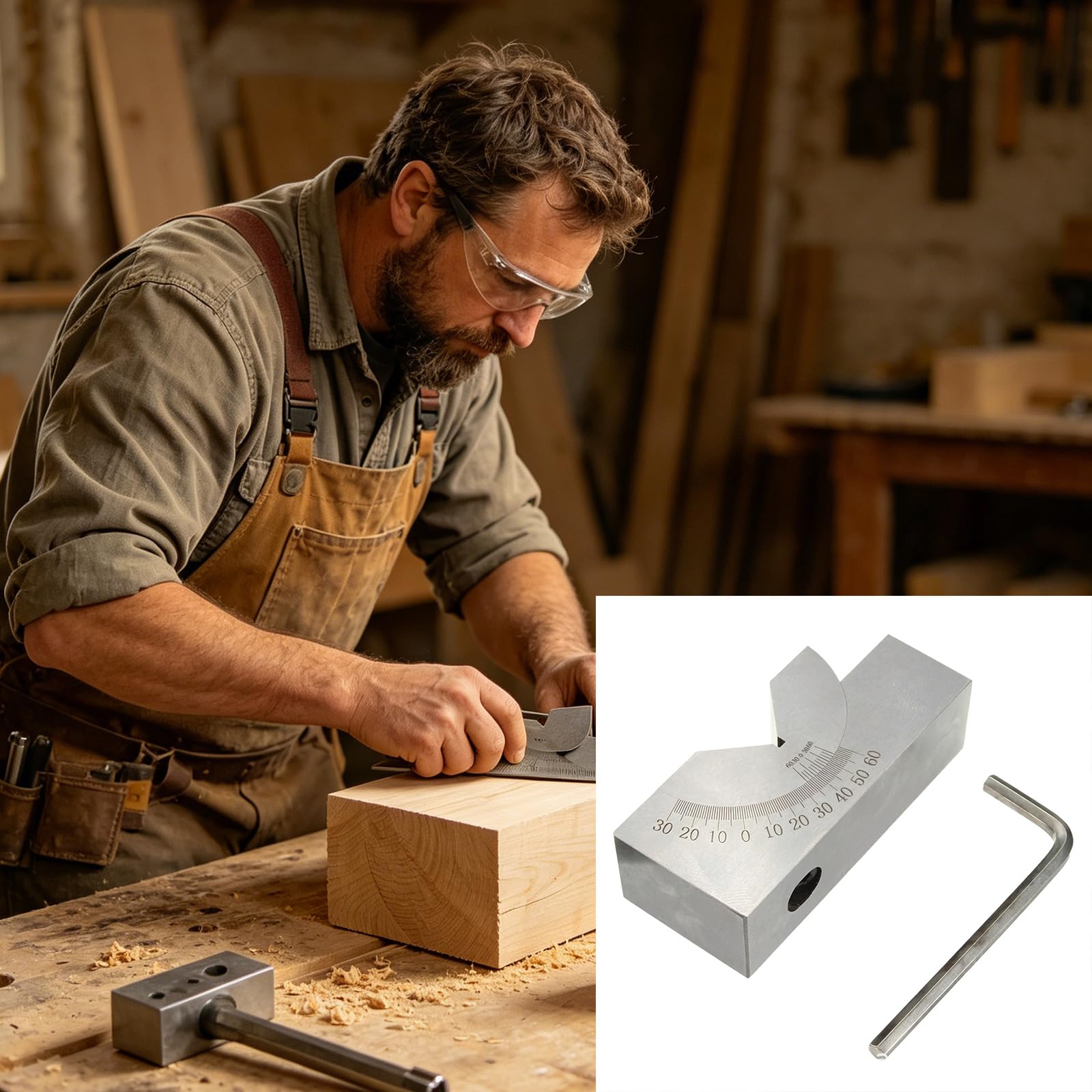 Misuratore di grado di installazione di mobili AP25 Strumento di misurazione in acciaio con scala incisa per la lavorazione del legno domestica e l'officina Allineamento angoli regolabili Set di