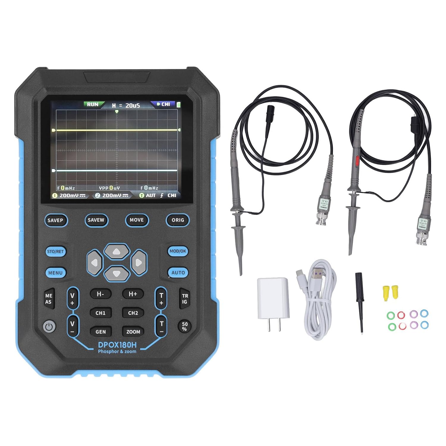 2CH Handheld Oscilloscope with 180MHz Bandwidth, FFT Spectrum Analysis