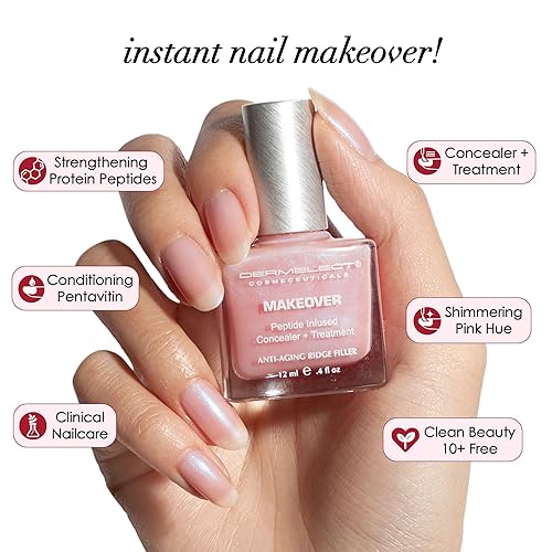 Miniatura 2 de Dermelect Makeover Ridge Filler - Tratamiento de uñas galardonado, fortalece, hidrata, oculta imperfecciones, enriquecido con queratina y péptidos,