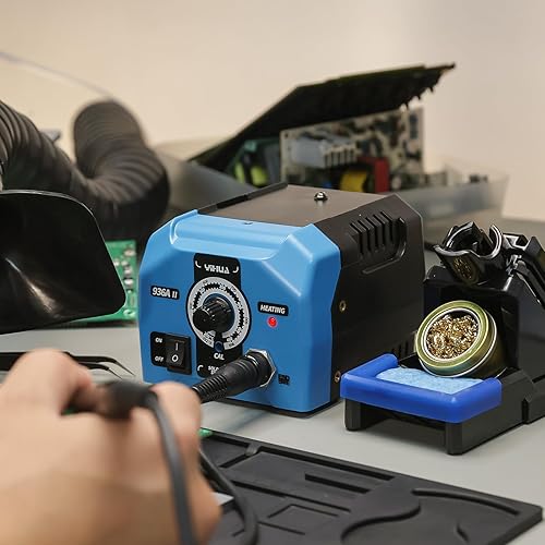 Miniatura 8 de YIHUA Kit de estación de soldador 936A II, 65 W con luz de trabajo inteligente. Fácil de ajustar de 392 ℉ ~ 896 ℉. Con mango de hierro enchufable,