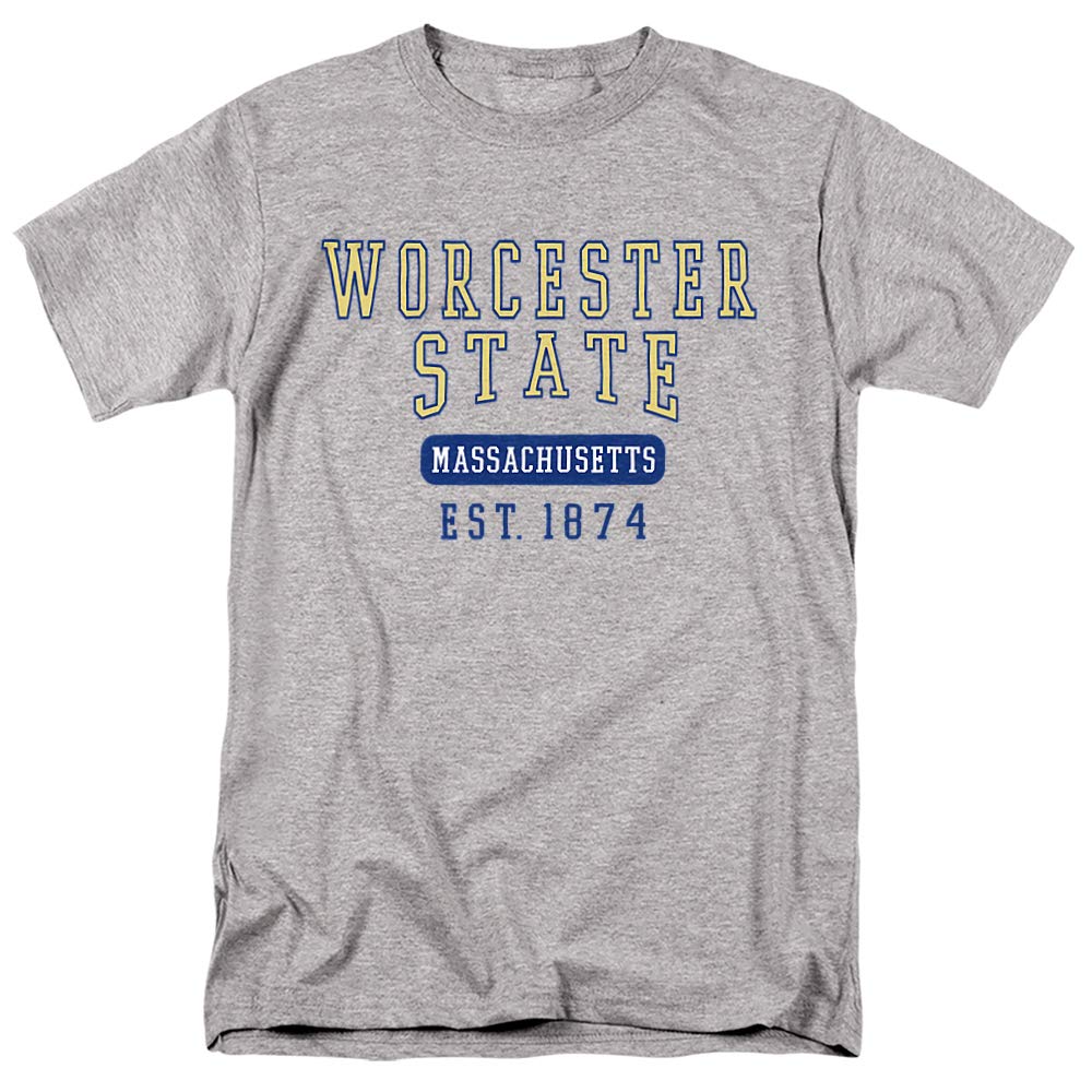 Worcester State Univeristy Official Founded Date Short Sleeve Mens Cotton T-Shirt,Athletic Heather, 2X-Large