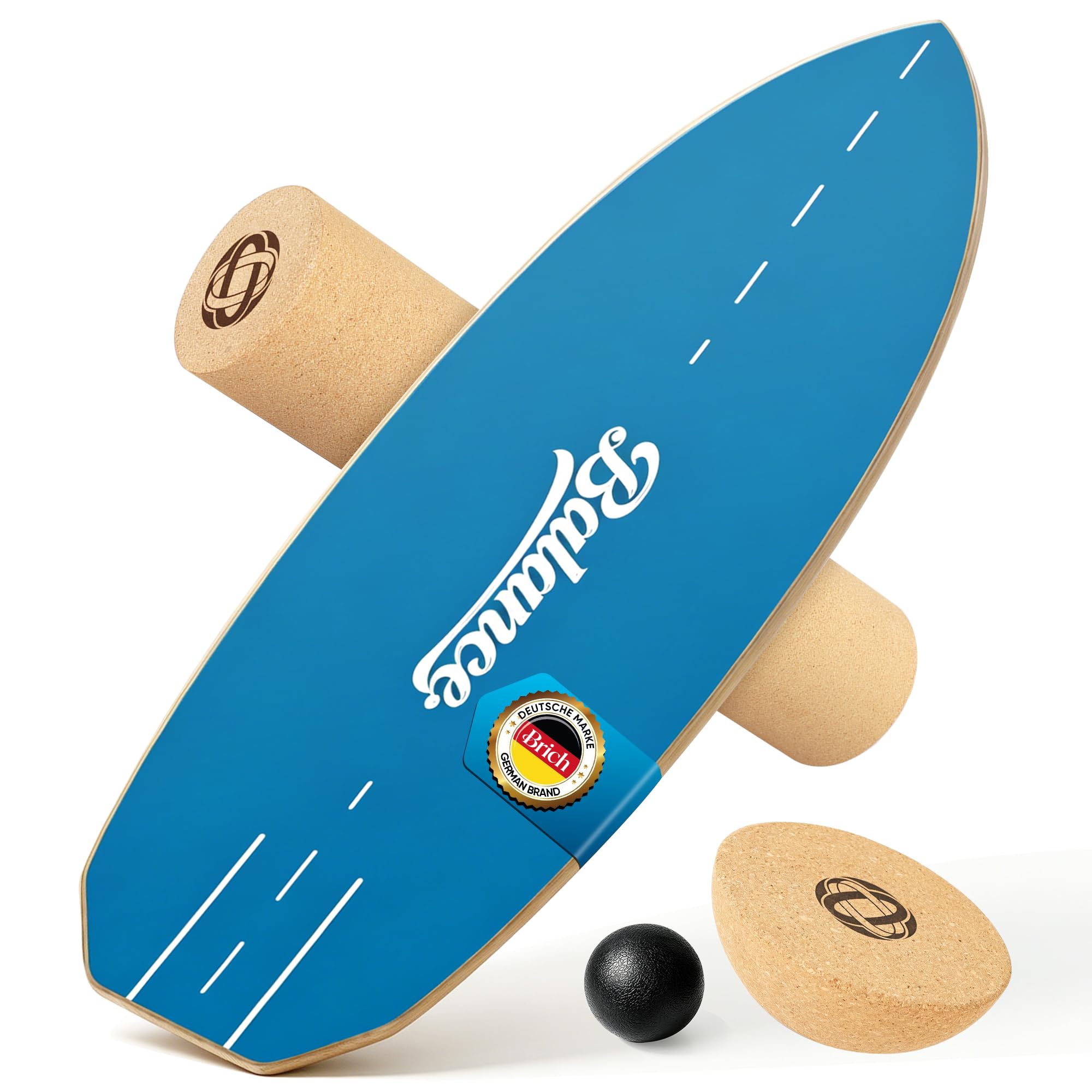 BRICH Balance Board Erwachsene mit Kork Halbkugel & Anti-Rutsch-Oberfläche – Professionelles Balance Board für Fitness, Rehabilitation und Home-Training inklusive Rolle, Balance Ball