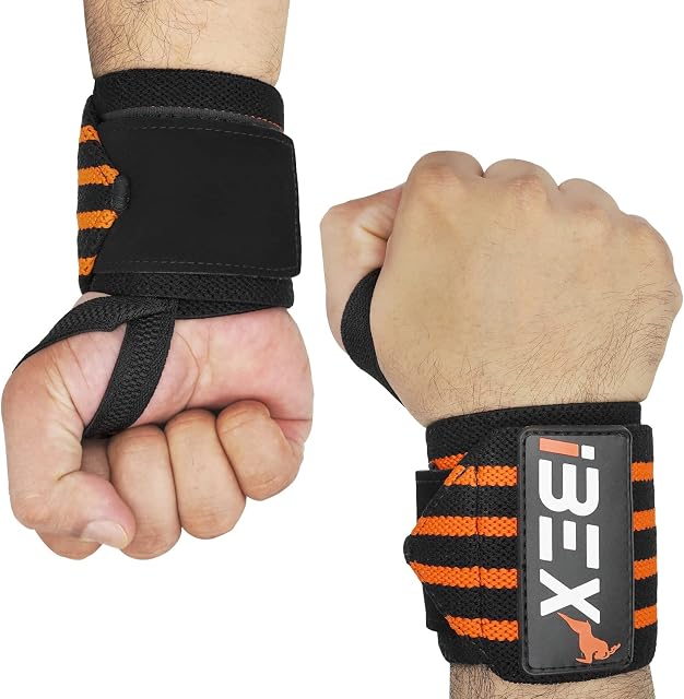 IBEX Weight Lifting Wrist Wraps with Elastic Thumb Loop & Velcro Support - Strongly Stitched Straps with Extended length for Gym workout Weight Lifting Exercise