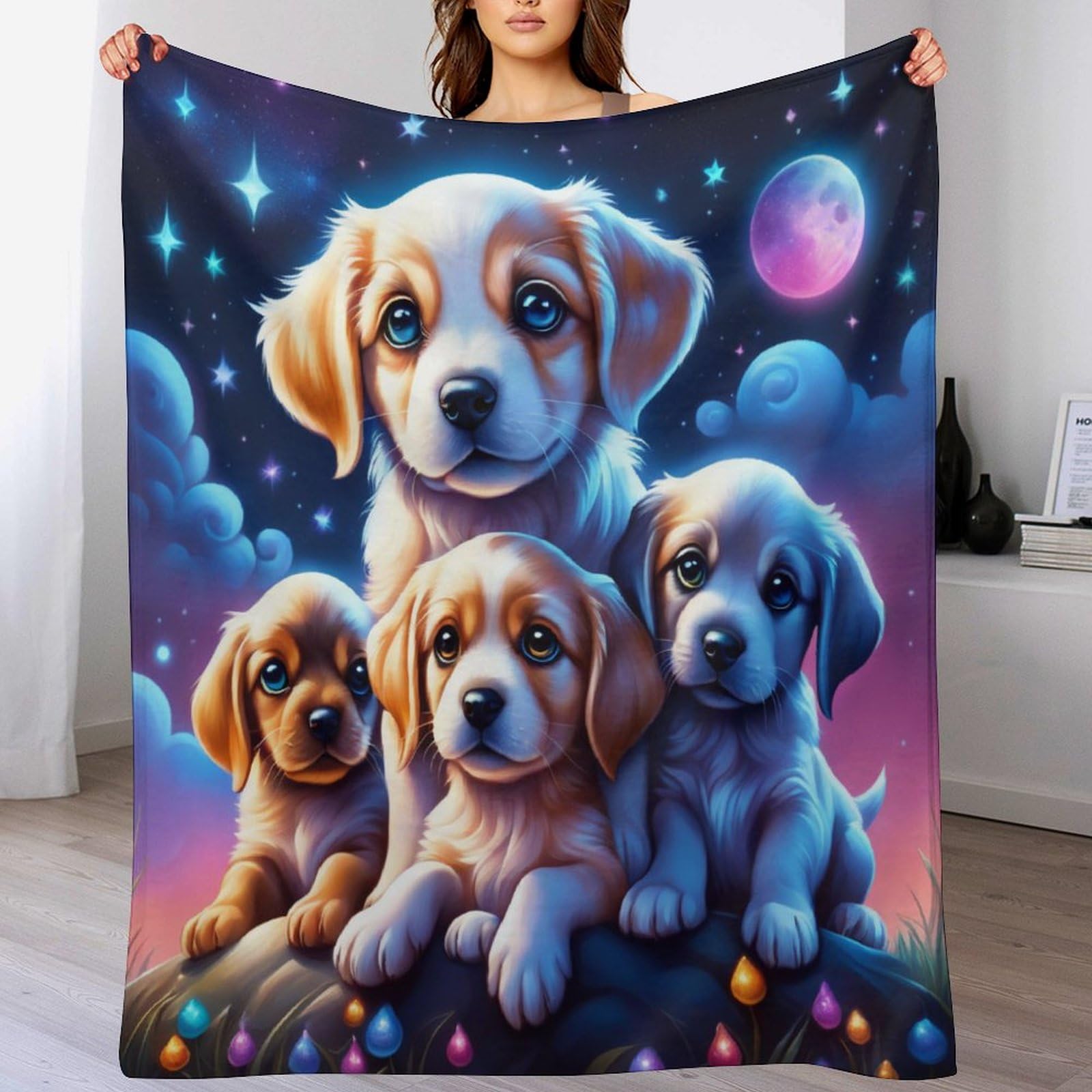 Couverture plaid chien en flannel douce pour réchauffer vos soirées cocooning sur le lit