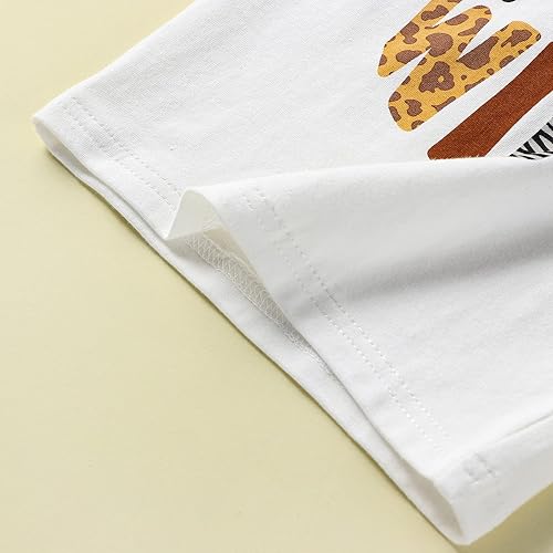 Vista 6 de Traje de cumpleaños para niña pequeña de 1 a 5 años, de manga corta, con estampado de leopardo, pantalón acampanado