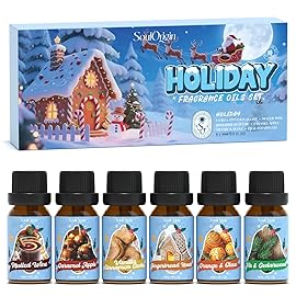 Soulorigin Holiday Essential Oils Set, Fragrance Oil Set for Diffuser, Scent Diffuser Oil for Candle Making-Vanilla Cinnamon Cookies, Caramel Apples, Gingerbread, Fir Cedar, Orange Cloves, Mulled Wine
