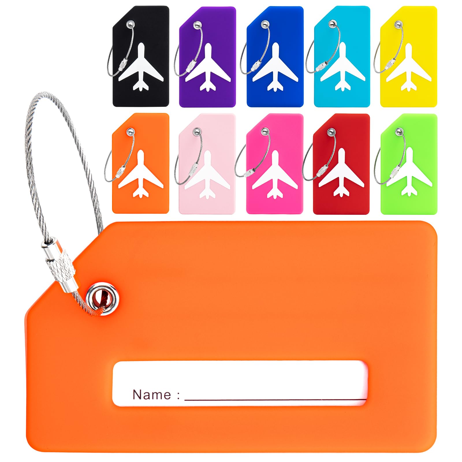 Etichette Valigie In Silicone - 10 Pezzi Colorati Con Anelli Acciaio, Targhette Bagaglio Aereo - Foto 3