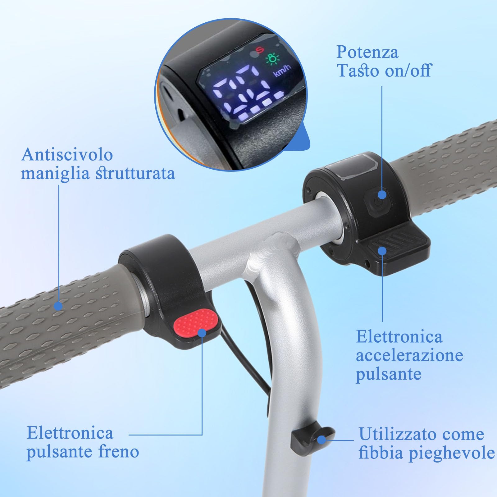 Monopattino elettrico per bambini 6-12 anni, motore 80W, autonomia 8 km, capacità 50 kg, pieghevole con display LED e luci arcobaleno, velocità regolabili, regalo per bambini