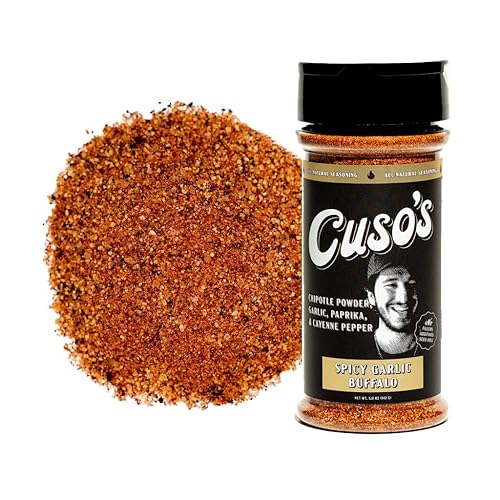 Cuso's Spicy Garlic Buffalo BBQ Rub  Condimento de Ajo  Condimento para Alitas de Pollo, Especias para Parrilla, Marinada y Ahumado  1 Unidad BBQ