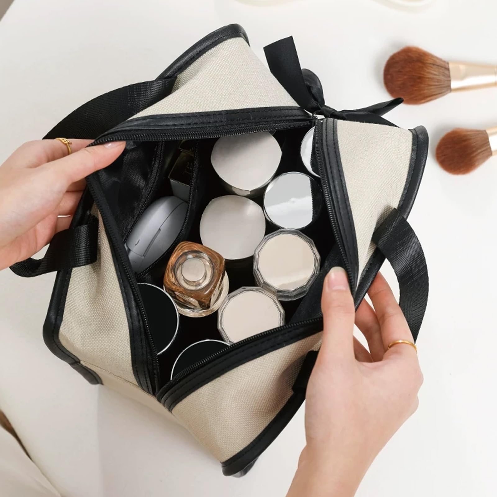 Beauty Case da Viaggio Appendere, Borsa da Toilette per Donna, Pochette Cosmetiche in Tela Multiuso per Viaggi, Ben Organizzate, Trova Gli Oggetti più Velocemente