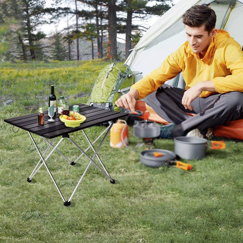 Table De Camping Pliante Aluminium Noire Ultra Pratique