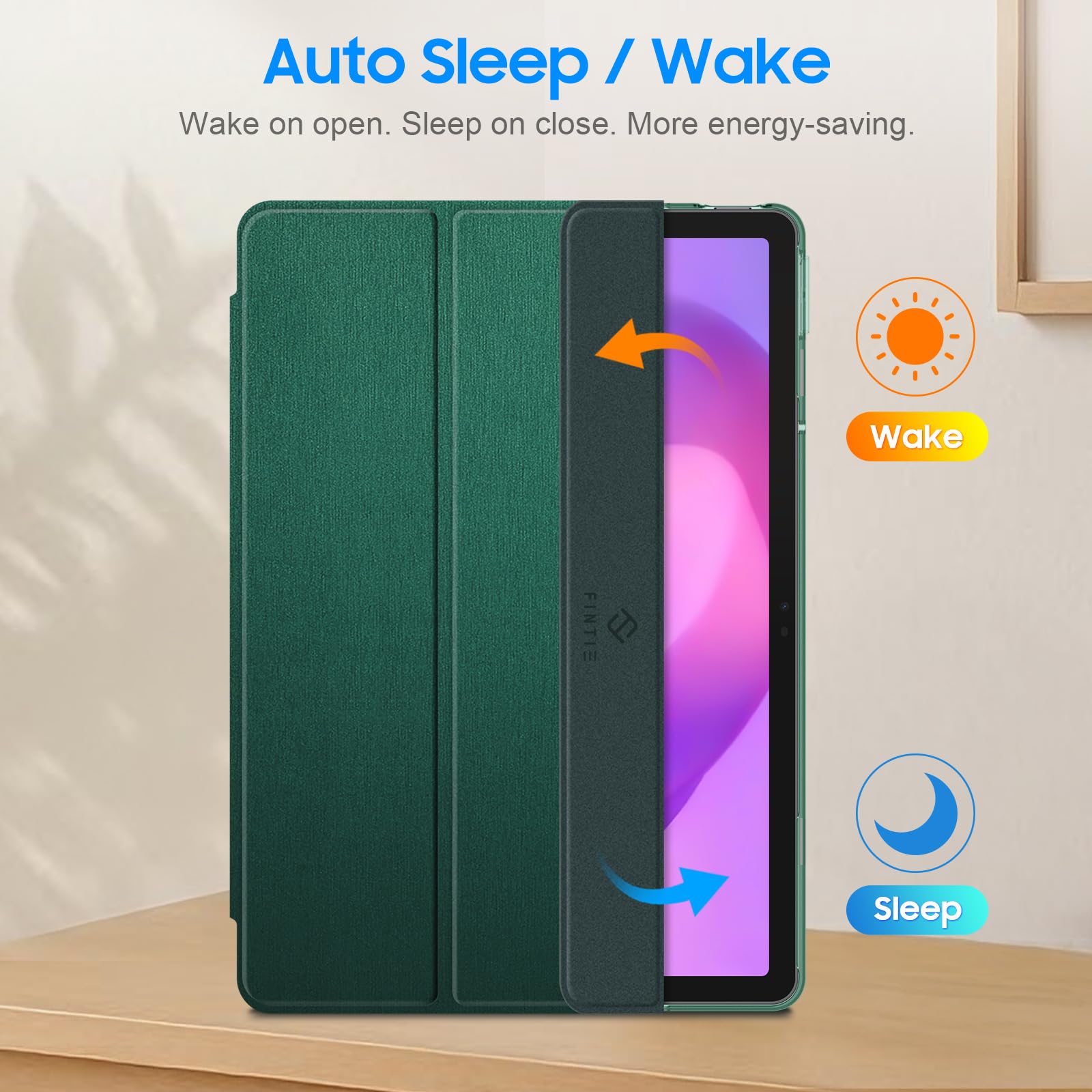Fintie Etui do Lenovo Idea Tab 11 cali 2025 (TB-336ZU/ TB-336FU) - ultracienkie etui ochronne z półprzezroczystą tylną stroną z funkcją automatycznego wygaszenia/wybudzania, satynowy wygląd, zielone