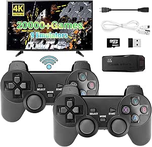 Plug &amp; Play Video Games with Dual 2.4G Wireless Controllers Retro Game Stick Built-in 20000+ Classic Games 9 Emulators 4K HDMI Output Toys Gifts for Kids Boys Girls Teens Adults