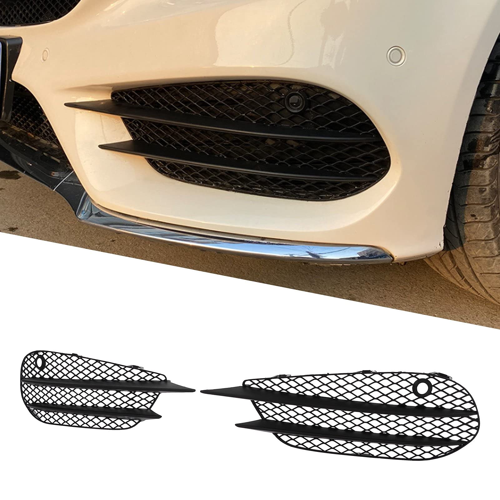 CHICIRIS Nebelscheinwerfergitter, Ersatz für Auto-Frontstoßstangengrill für C-Klasse W205 C205 AMG Line 2015 Bis 2018