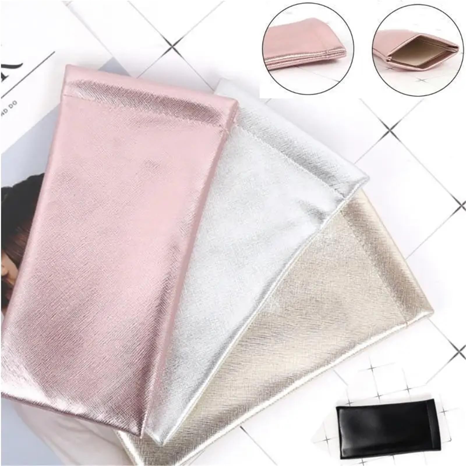 Etui na okulary przeciwsłoneczne Tkana torba ochronna ze skóry PU(2,12Pcs)