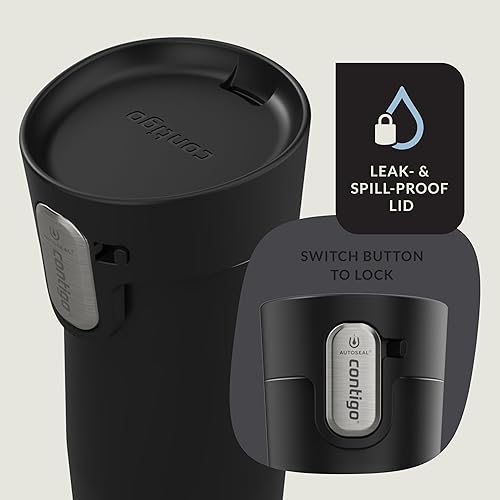 Miniatura 3 de Contigo AUTOSEAL West Loop - Taza de viaje de acero inoxidable aislada al vacío con tapa fácil de limpiar, 12 onzas, negro mate