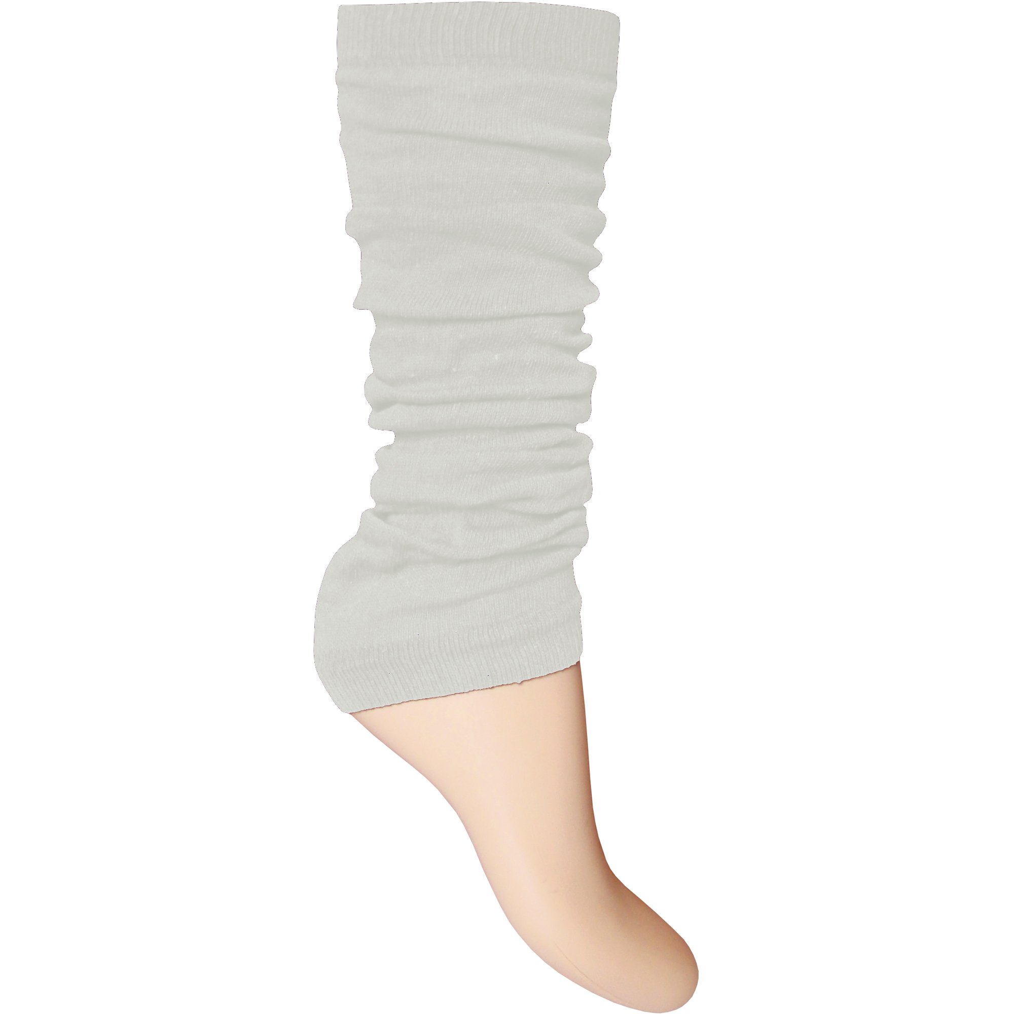 Teddyt's Women's White & Girls Bright Fluorescent Neon Stretch Fit Comfort Ankle Leg Warmers (White)