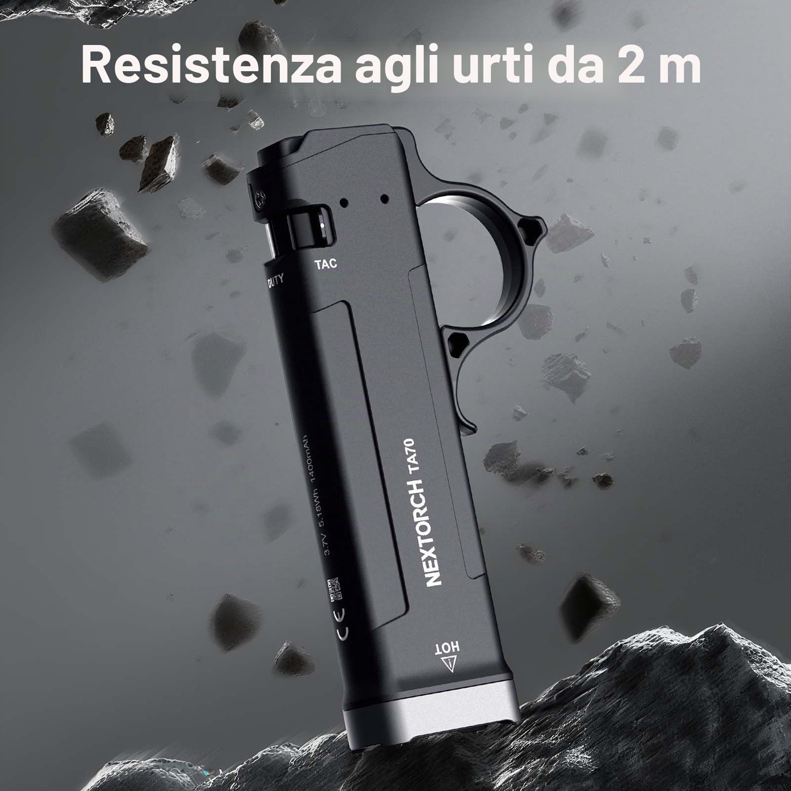 Nextorch TA70 - Torcia tattica piatta, ricaricabile, super luminosa, sottile, EDC 3500 lumen, torcia a LED ricaricabile USB-C, super sottile IP67, impermeabile, torcia tascabile per campeggio, corsa