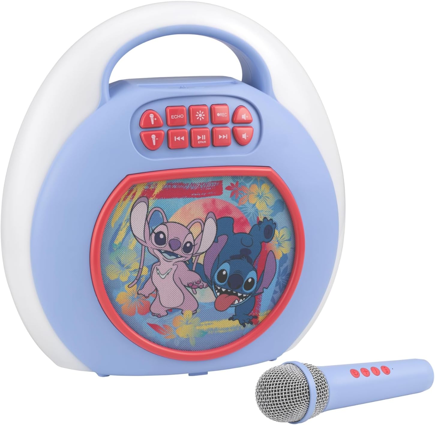 eKids Disney Stitch Karaoke Machine for Kids, Bluetooth Speaker with Wireless Microphone Designed for Fans of Stitch Toys