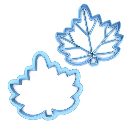 Sweet Prints Inc Set of 2 Rounded Maple Leaf Cookie Cutters - Dishwasher Safe (6")