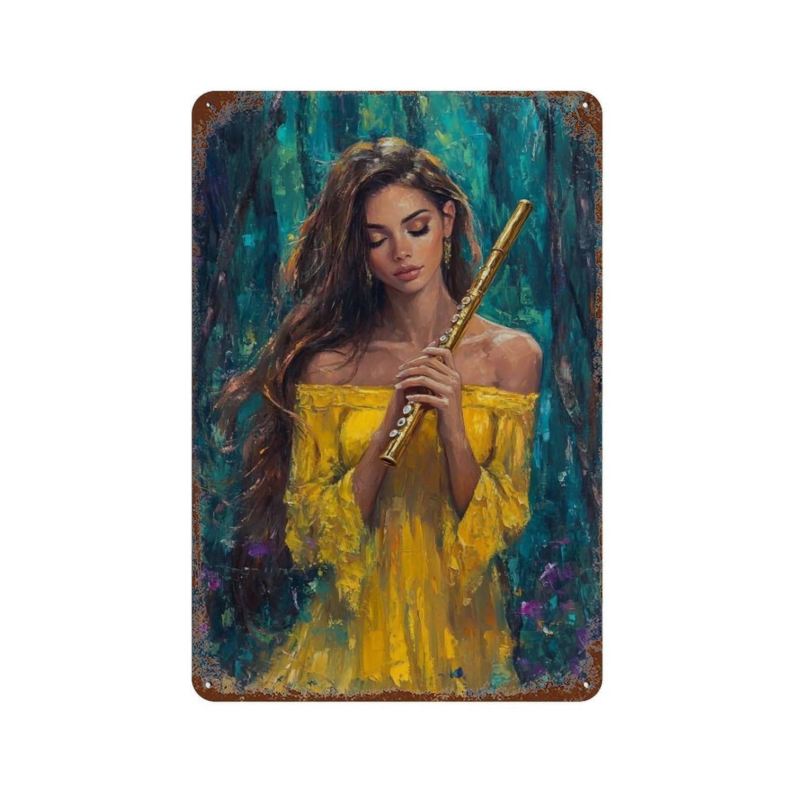 HDURYEYRYY Forest Flute Melody 04 Wall Retro Iron Vintage Art Metal Tin Sign Poster Modern Home Cofffee Club Art Bar Shop Decor 30x20cm