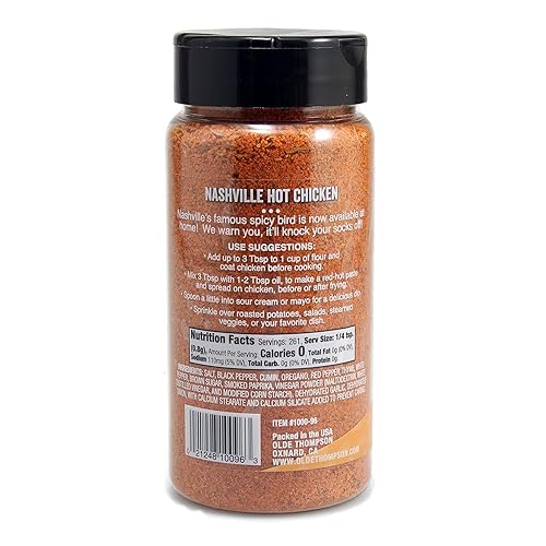 Miniatura 5 de Olde Thompson Nashville - Condimento de pollo caliente, especia de pollo caliente, 7.5 onzas