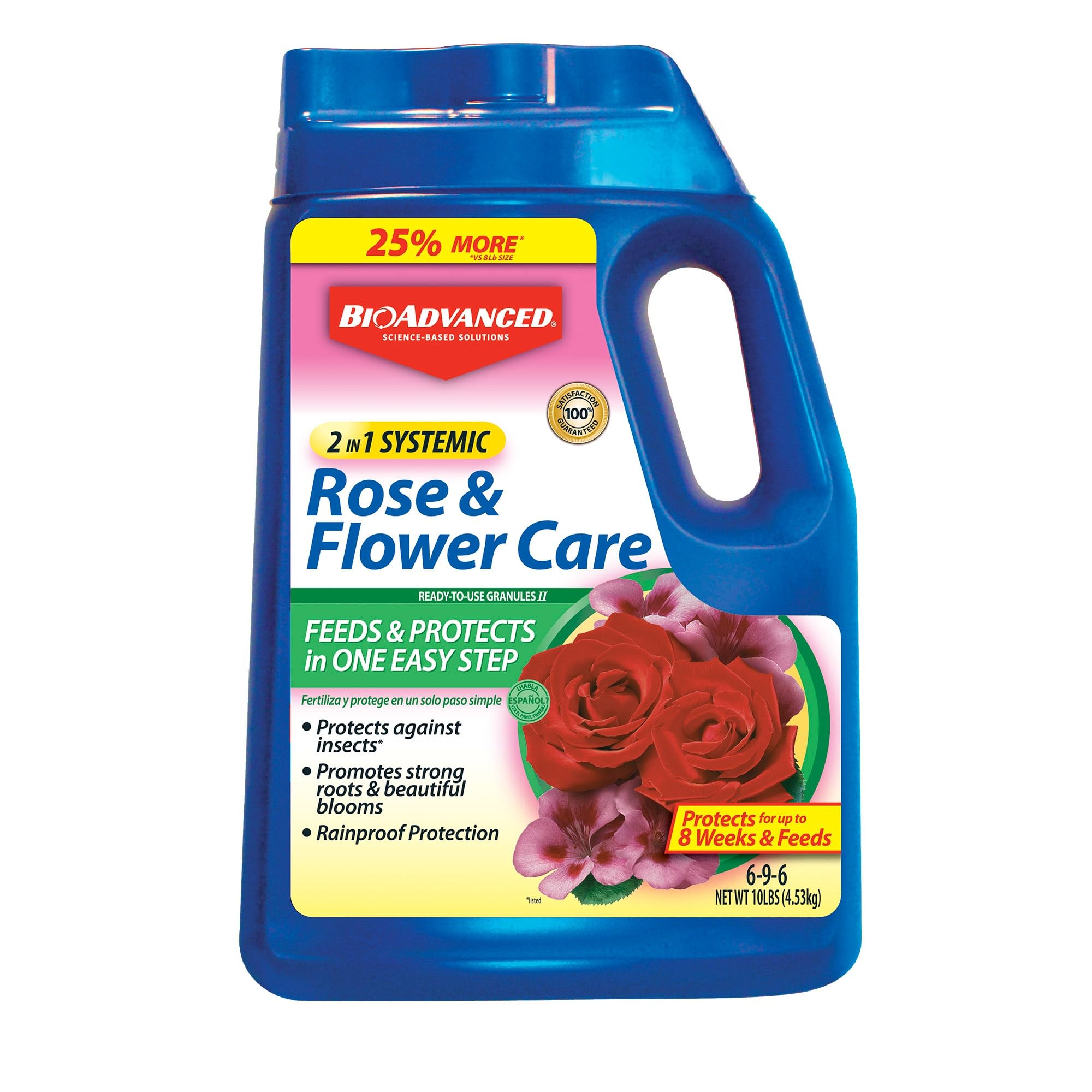 BioAdvanced 701100A 2 In 1 Rose Fertilizer and Flower Care Systemic Granules II Insect Killer, 10-Pound