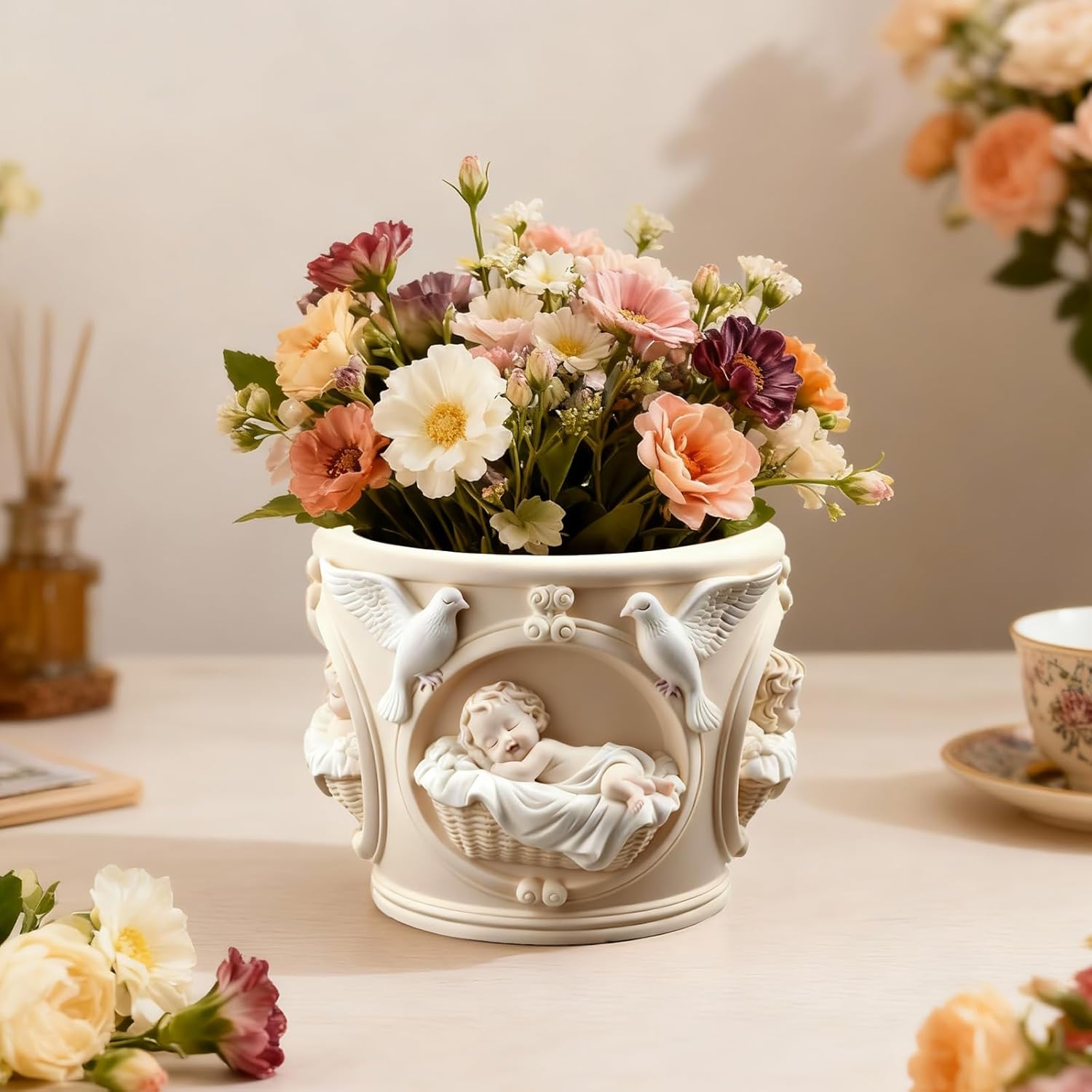 Amazon.com: Angel Baby Style Flower Pot Resin Mold, Epoxy Resin Casting ...