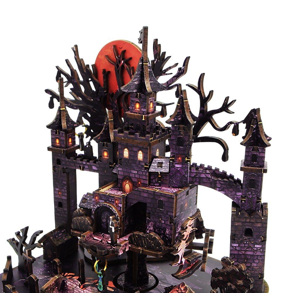 Carillon in Legno Fai Te, Puzzle 3D in Legno per Adulti, Modello di Carillon a Tema Halloween, Kit di Costruzione Fai Te, Artigianato, Regalo