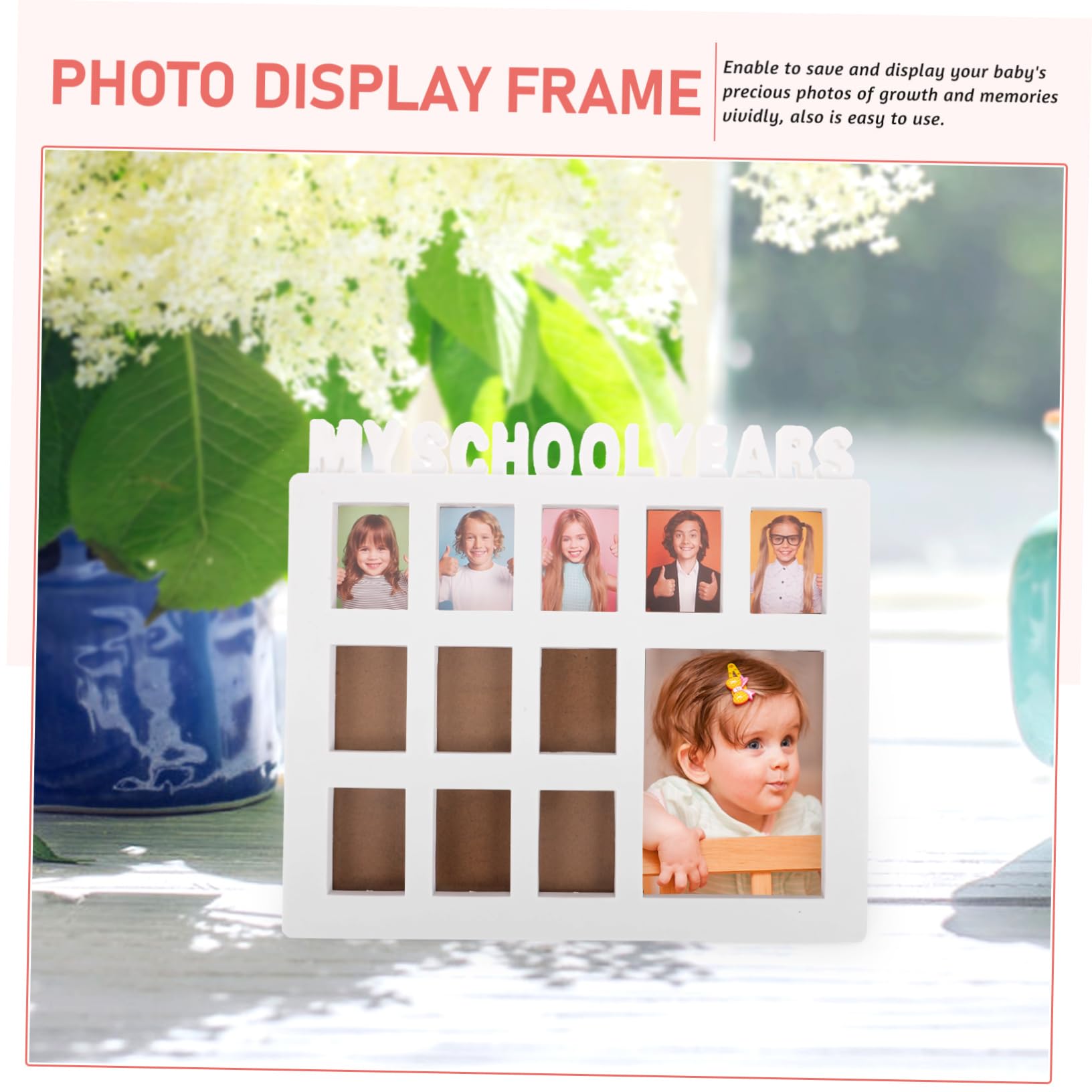 Garneck Back to School Decor Photo Frame School Years Memory Collage Boys and Girls School Day Frame White School Year Photo Holder