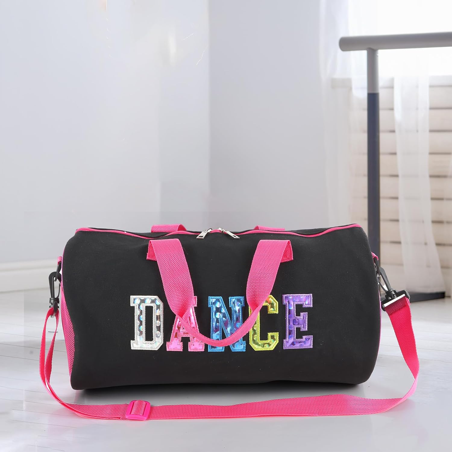 Dance Duffle Bag for Girls Sport Gym Bags Weekend Bag,Overnight Bag Dance Workout Duffel Bag with Adjustable Carry On and Handy Pouch for Dancers, Girls, Teens, Student Athletes (Style-1) - Image 5