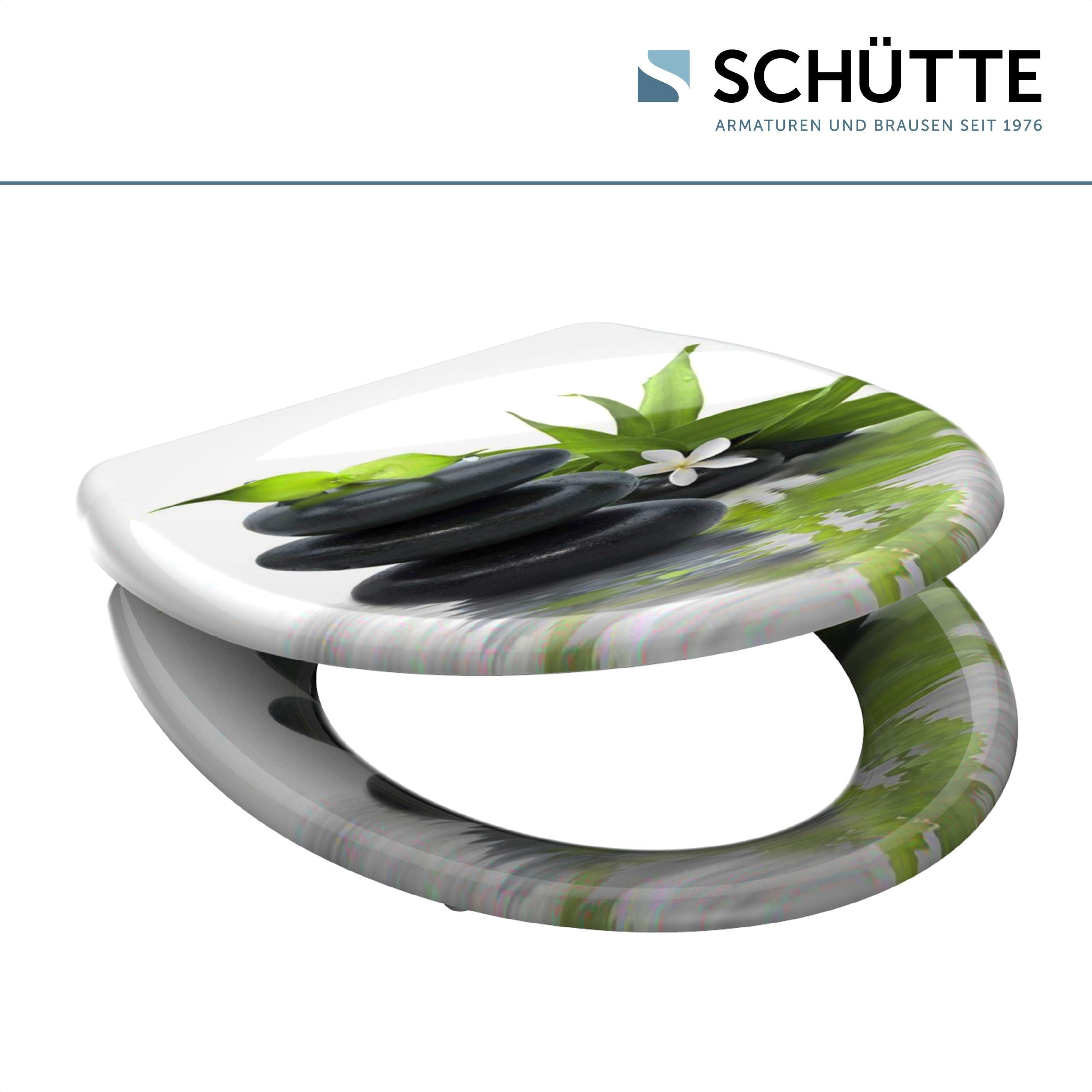 SCHÜTTE Sedile WC Duroplast JASMIN, sedile WC con abbassamento automatico e chiusura rapida per una facile pulizia, carico massimo sugli occhialini 150 kg, motivo pietre 82367
