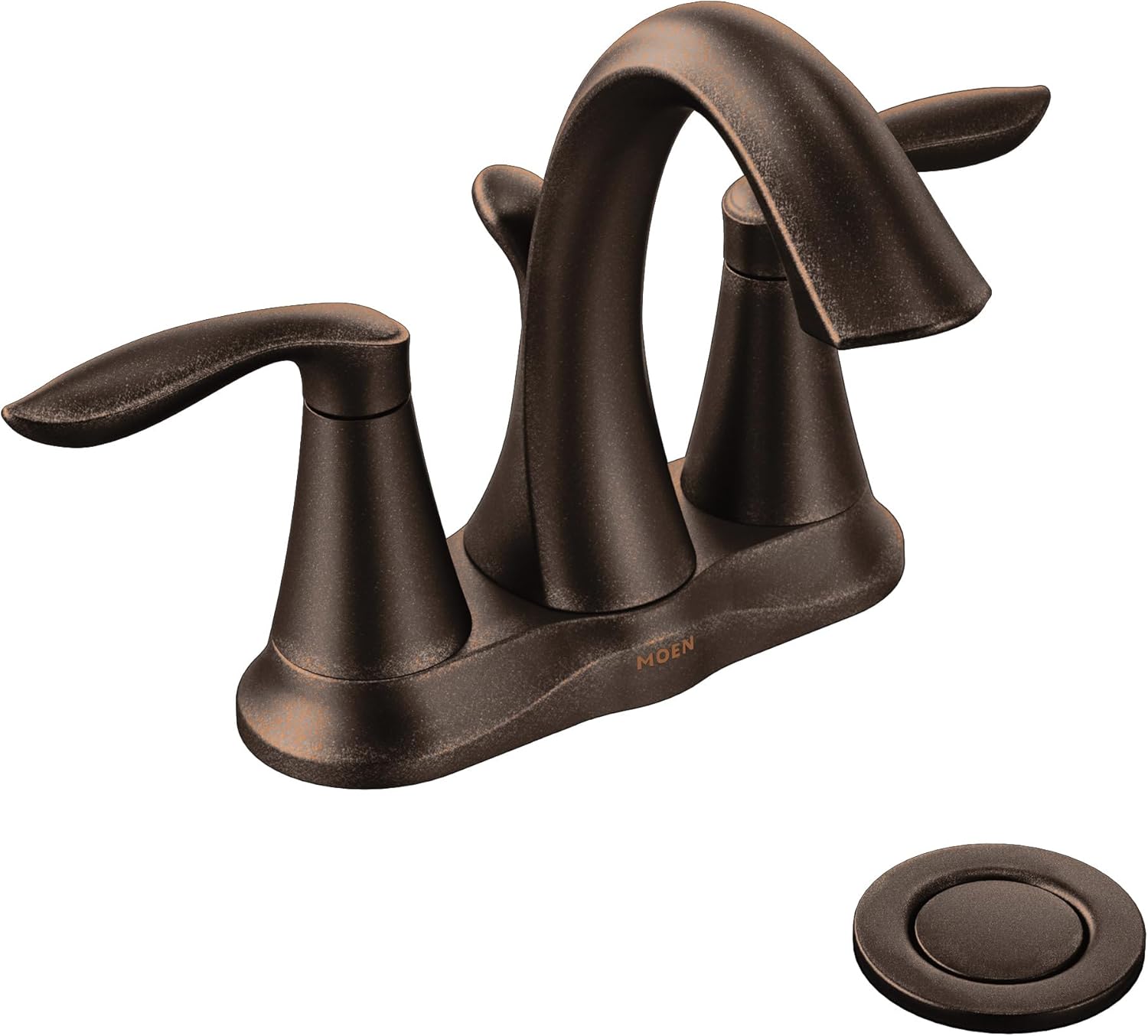 Moen Eva Oil-Rubbed Bronze Two-Handle Centerset Lavatory Faucet with Drain Assembly, Sink Faucet Bathroom 3-Hole for Standard 4-inch Countertop Setup, 6410ORB