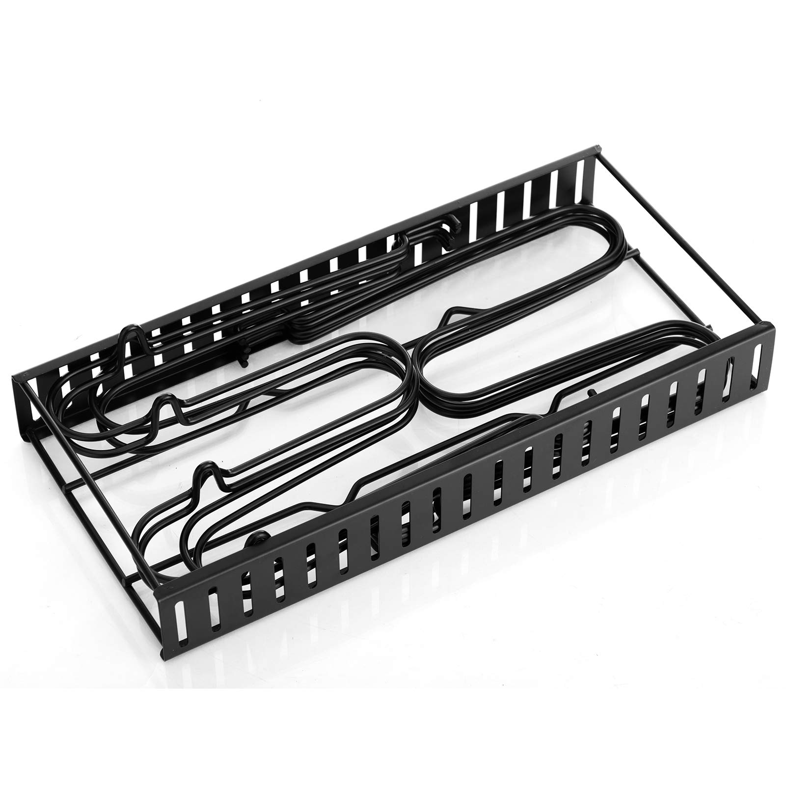 DIY Verstellbares Pfannen- und Topfdeckelregal, Metall Rostfrei Topfabdeckung und Kochgeschirrhalter, Küche Lagerregal mit 8 Fächern, Küchengeschirr Organizer für Schrank und Theke, Schwarz