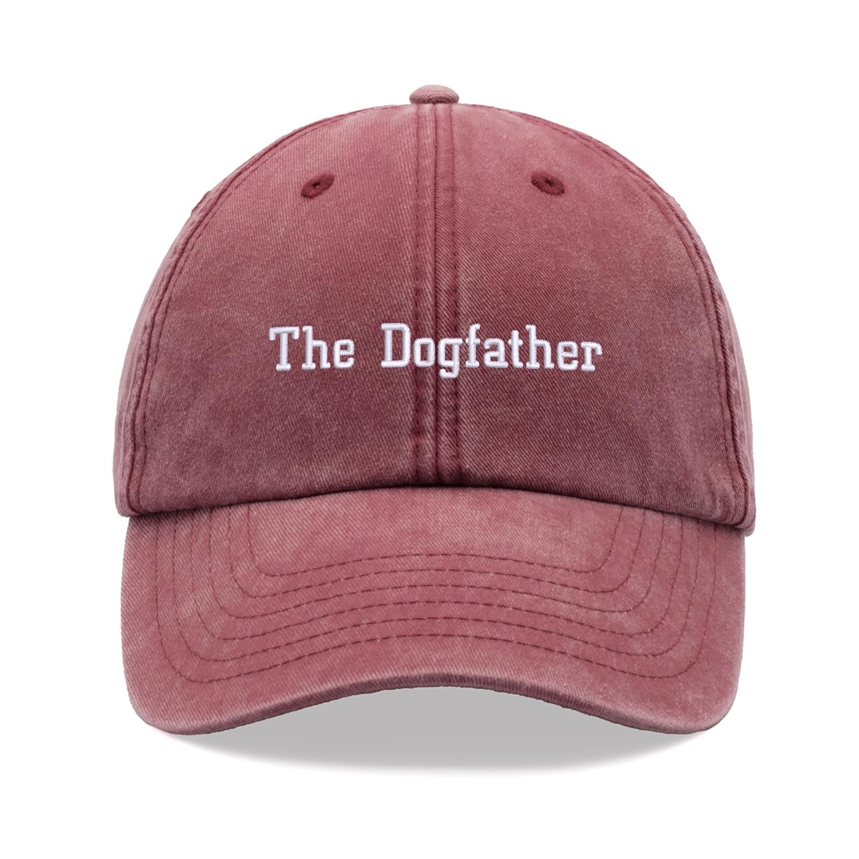 The Dogfather Baseball Cap Vintage Washed Unisex Dad Hat Adjustable Dog Man Red