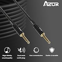 Vista 3 de AZOR Cable de guitarra Pro Audio de 10 pies con extremos de enchufe de silencio dual, ideal para instrumento de guitarra, bajo, micrófono, cuerdas